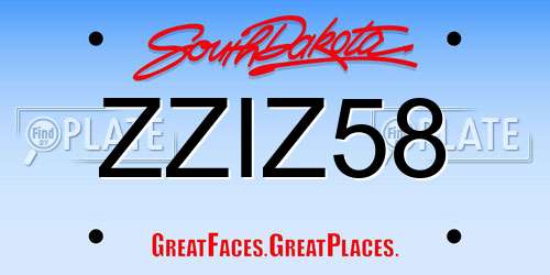 ZZIZ58 South Dakota License Plate
