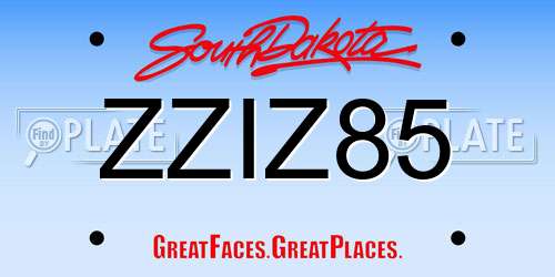 ZZIZ85 South Dakota License Plate