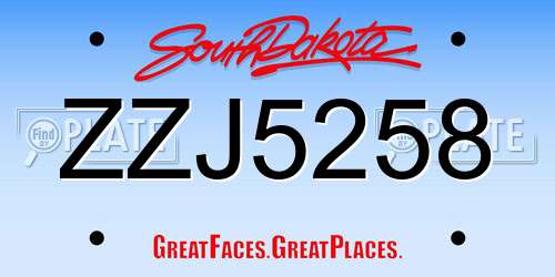 ZZJ5258 South Dakota License Plate