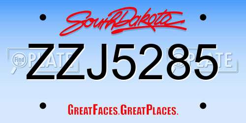 ZZJ5285 South Dakota License Plate