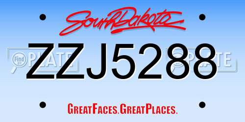 ZZJ5288 South Dakota License Plate