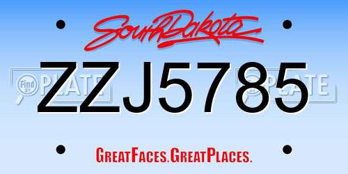 ZZJ5785 South Dakota License Plate
