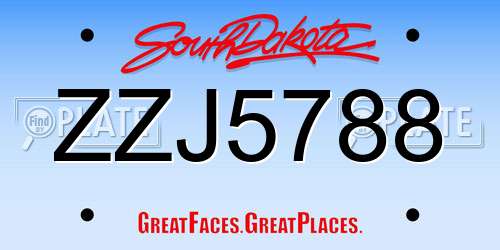 ZZJ5788 South Dakota License Plate