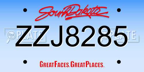 ZZJ8285 South Dakota License Plate