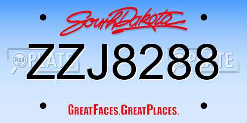 ZZJ8288 South Dakota License Plate