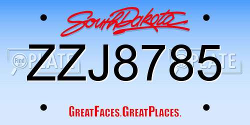 ZZJ8785 South Dakota License Plate