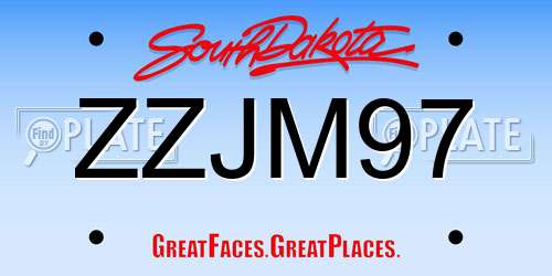 ZZJM97 South Dakota License Plate