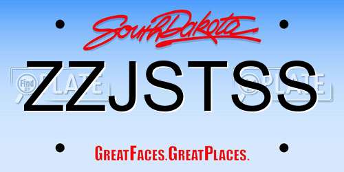 ZZJSTSS South Dakota License Plate