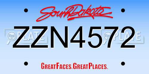 ZZN4572 South Dakota License Plate