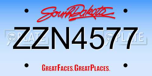 ZZN4577 South Dakota License Plate