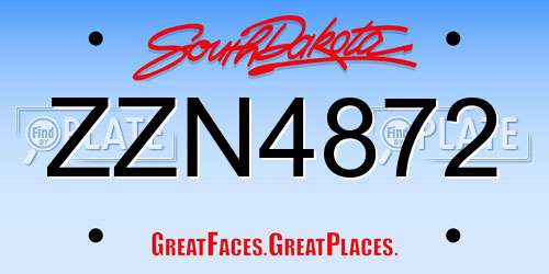 ZZN4872 South Dakota License Plate