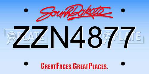 ZZN4877 South Dakota License Plate