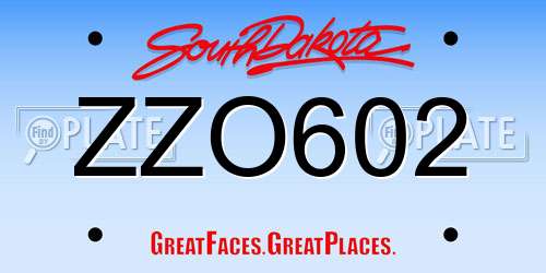 ZZO602 South Dakota License Plate