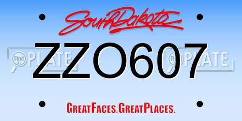 ZZO607 South Dakota License Plate