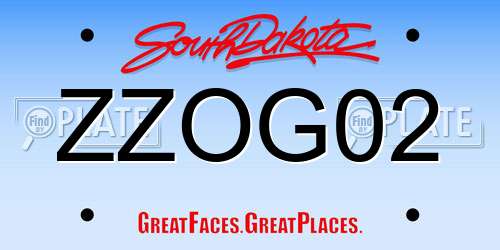 ZZOG02 South Dakota License Plate