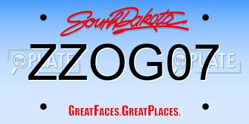 ZZOG07 South Dakota License Plate