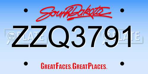 ZZQ3791 South Dakota License Plate