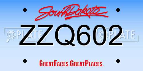 ZZQ602 South Dakota License Plate