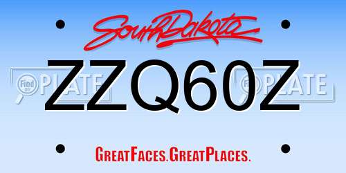 ZZQ60Z South Dakota License Plate