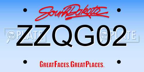 ZZQG02 South Dakota License Plate
