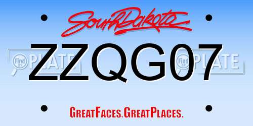 ZZQG07 South Dakota License Plate