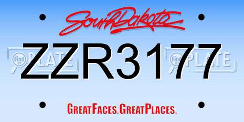 ZZR3177 South Dakota License Plate