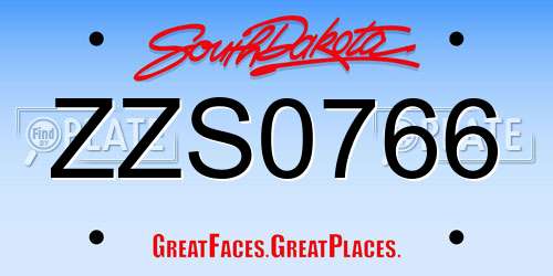 ZZS0766 South Dakota License Plate