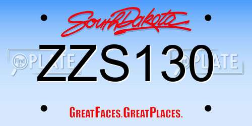 ZZS130 South Dakota License Plate