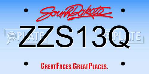 ZZS13Q South Dakota License Plate