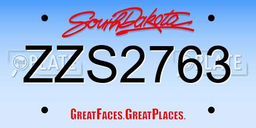 ZZS2763 South Dakota License Plate