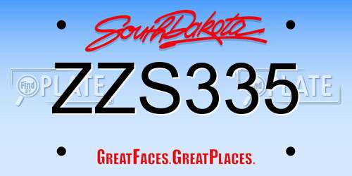 ZZS335 South Dakota License Plate