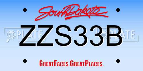 ZZS33B South Dakota License Plate