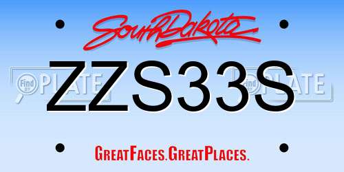ZZS33S South Dakota License Plate