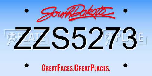 ZZS5273 South Dakota License Plate