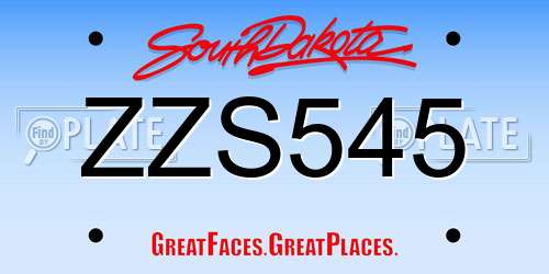ZZS545 South Dakota License Plate