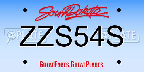 ZZS54S South Dakota License Plate