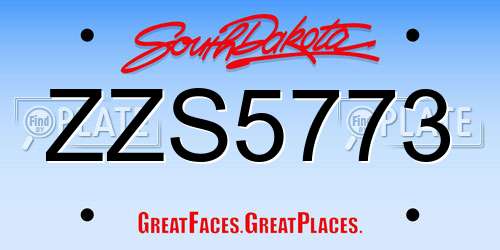 ZZS5773 South Dakota License Plate