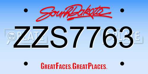 ZZS7763 South Dakota License Plate