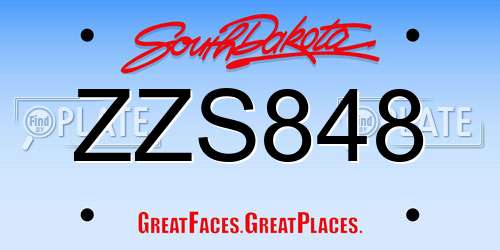 ZZS848 South Dakota License Plate