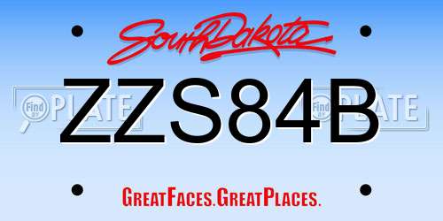 ZZS84B South Dakota License Plate