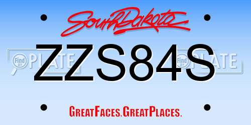ZZS84S South Dakota License Plate