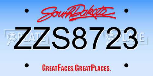 ZZS8723 South Dakota License Plate