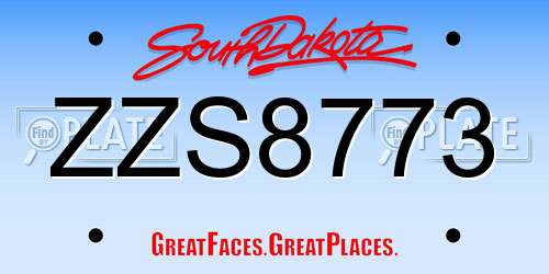ZZS8773 South Dakota License Plate