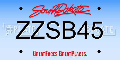 ZZSB45 South Dakota License Plate