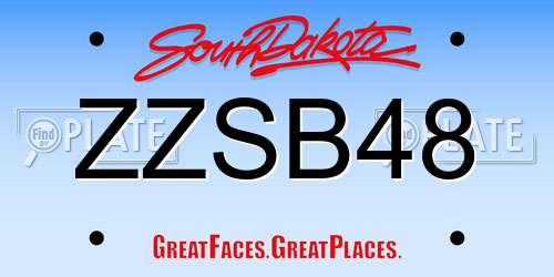 ZZSB48 South Dakota License Plate