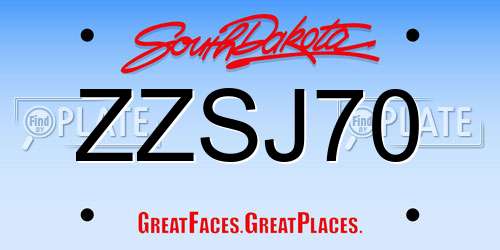 ZZSJ70 South Dakota License Plate