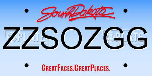 ZZSOZGG South Dakota License Plate
