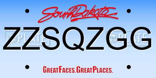 ZZSQZGG South Dakota License Plate