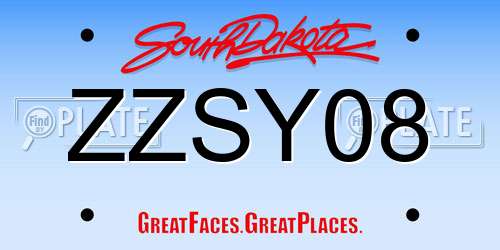 ZZSY08 South Dakota License Plate