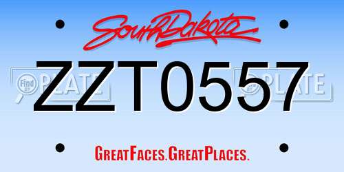 ZZT0557 South Dakota License Plate